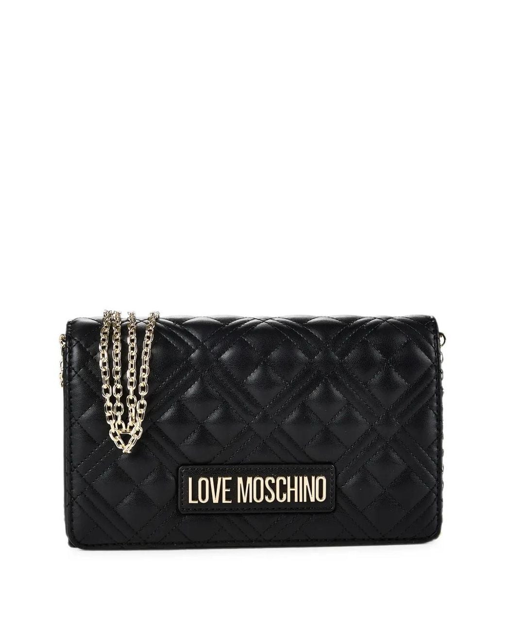 Love Moschino Black Quilted Logo-Plaque Shoulder Bag