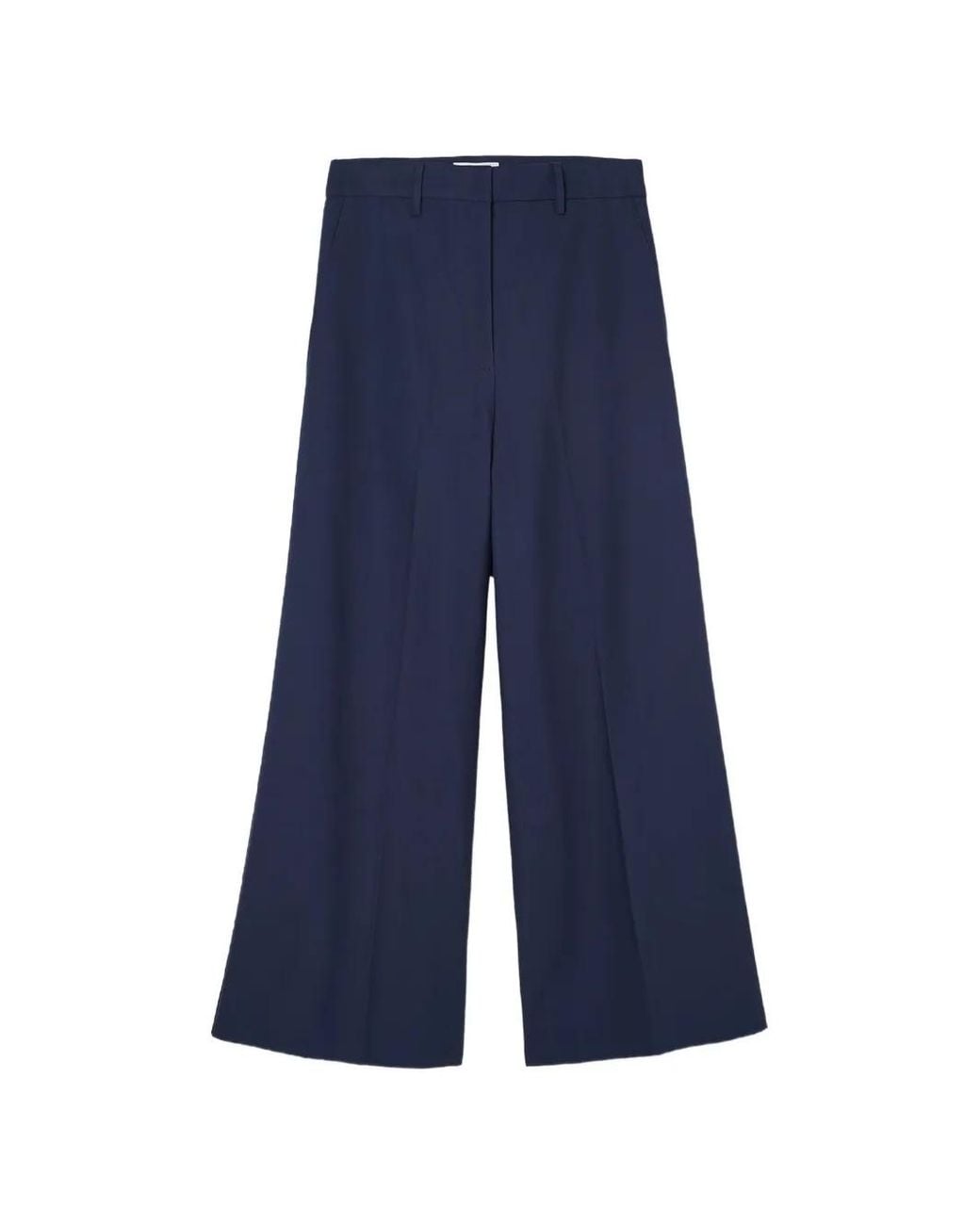 Psophia Blue Pressed-Crease Wide-Leg Trousers
