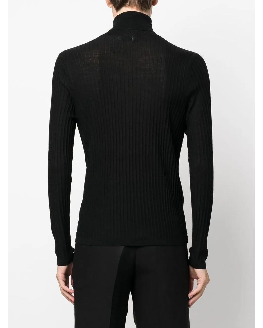 Ballantyne Black Ribbed-Knit Roll Neck Sweater for men