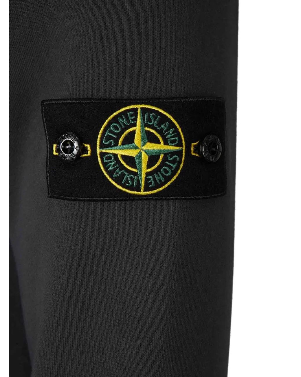 Stone Island Black Garment-Dyed Organic Cotton Zip-Up Hoodie With Logo Badge On The Sleeve for men