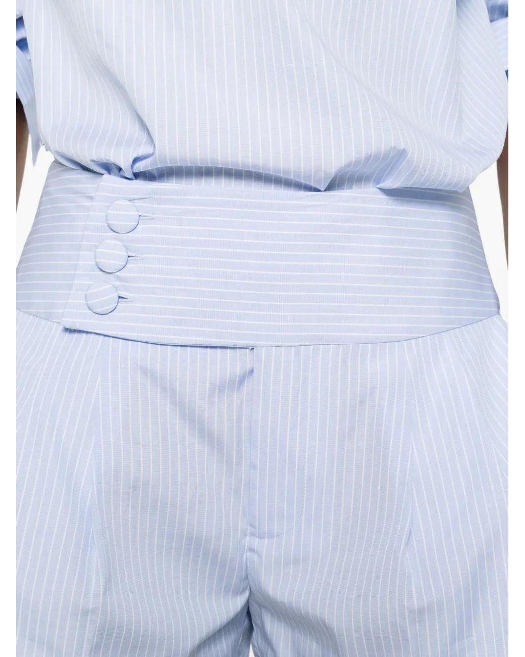 FRAME White Button Striped Shorts