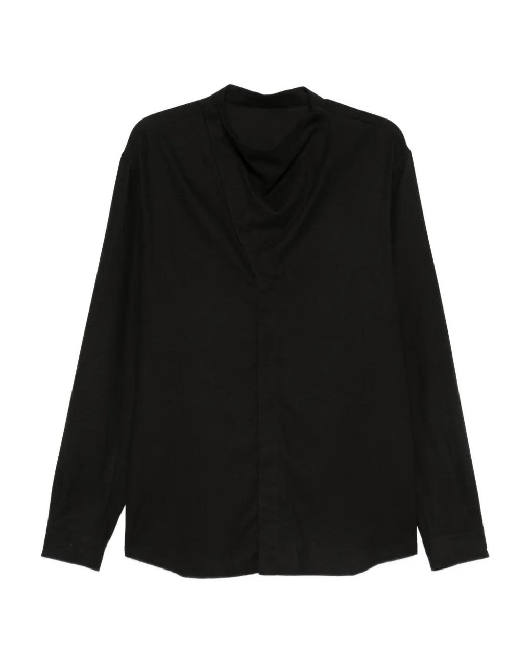 Rick Owens Black High-Neck Long-Sleeve Shirt for men