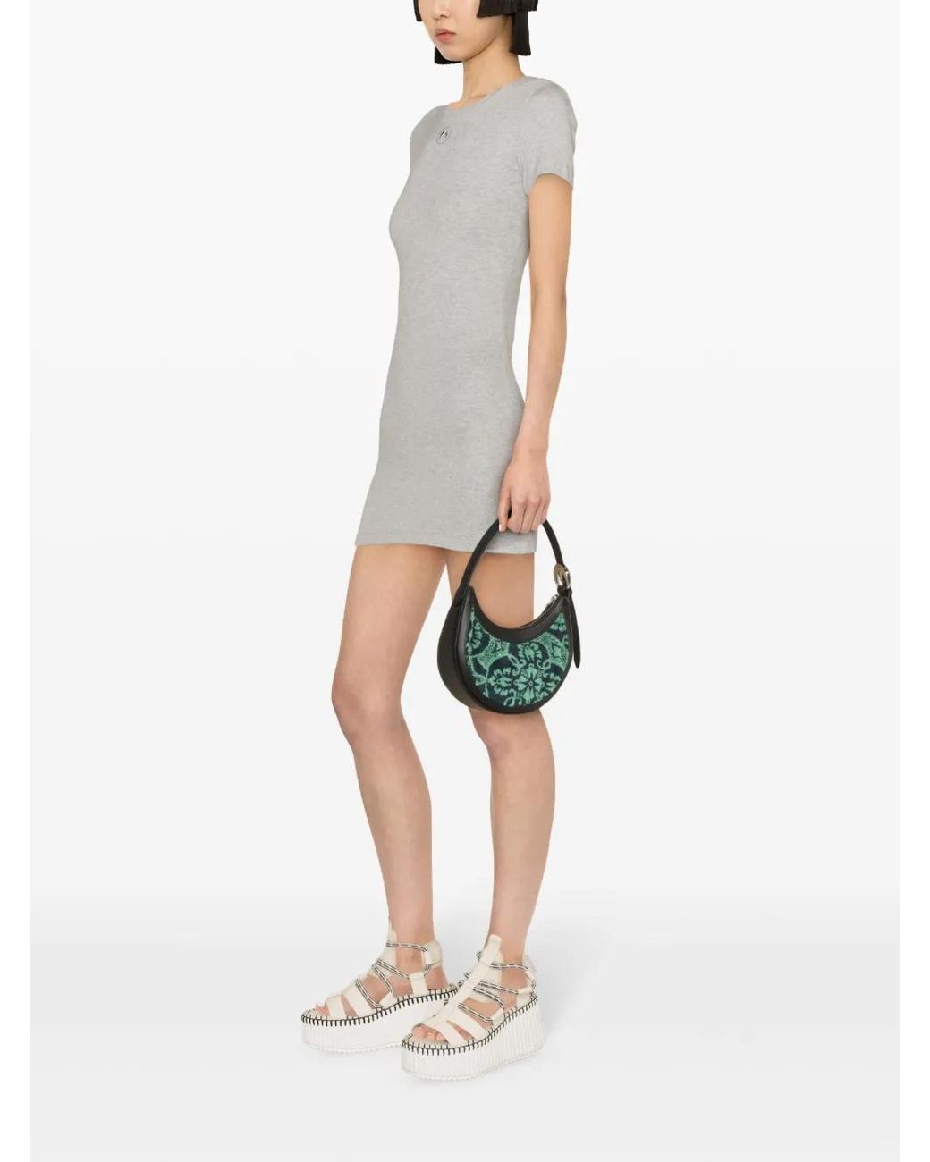 MARINE SERRE Gray Organic-Cotton Rib T-Shirt Dress