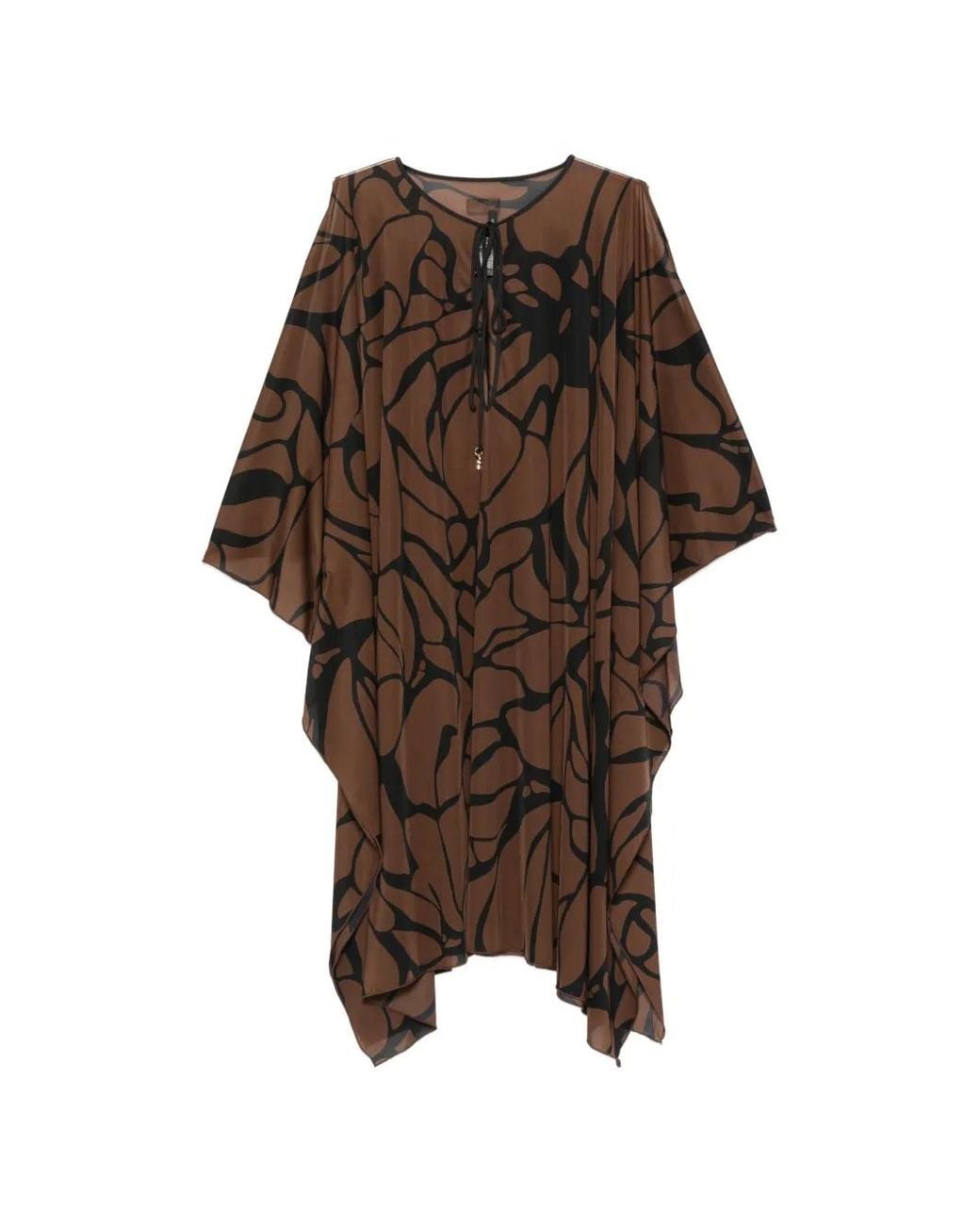 Fisico Brown Abstract-Print Cold-Shoulder Mini Dress