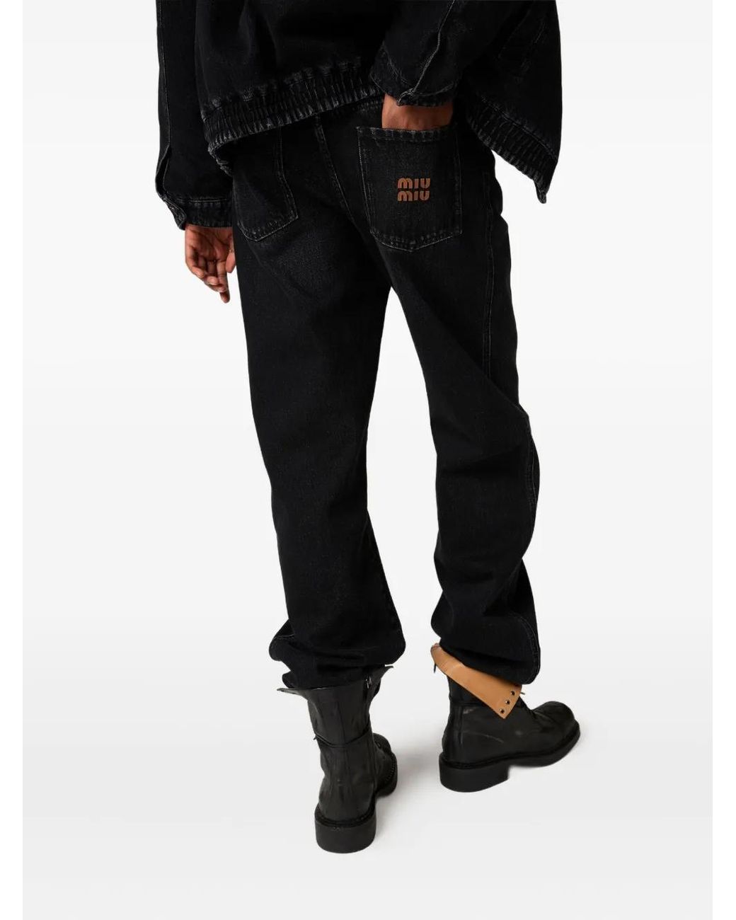 Miu Miu Black Washed Stitching Jeans