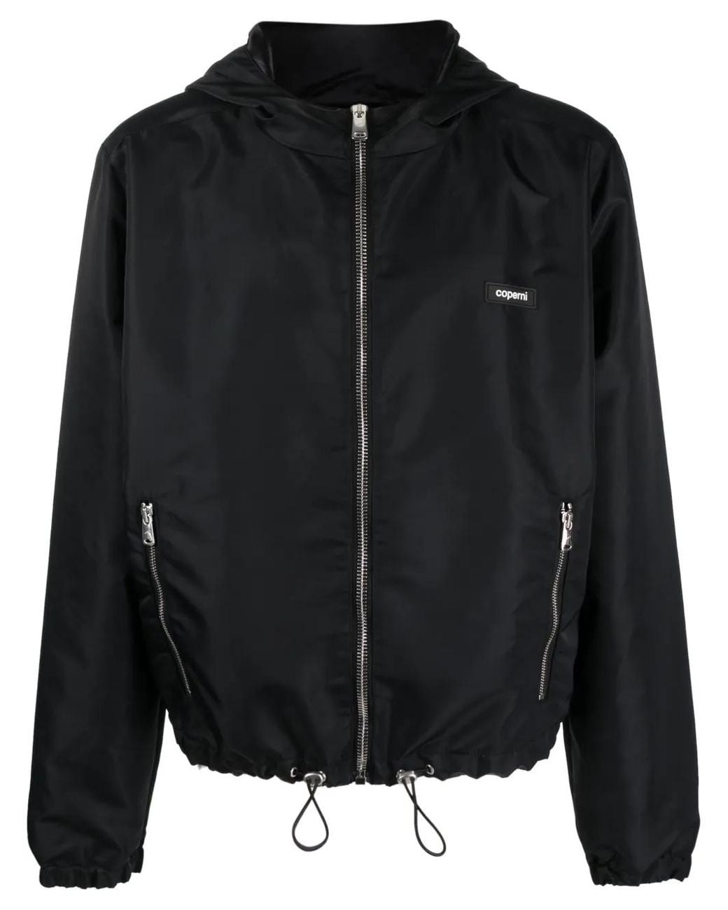 Coperni Black Satin-Finish Hooded Jacket