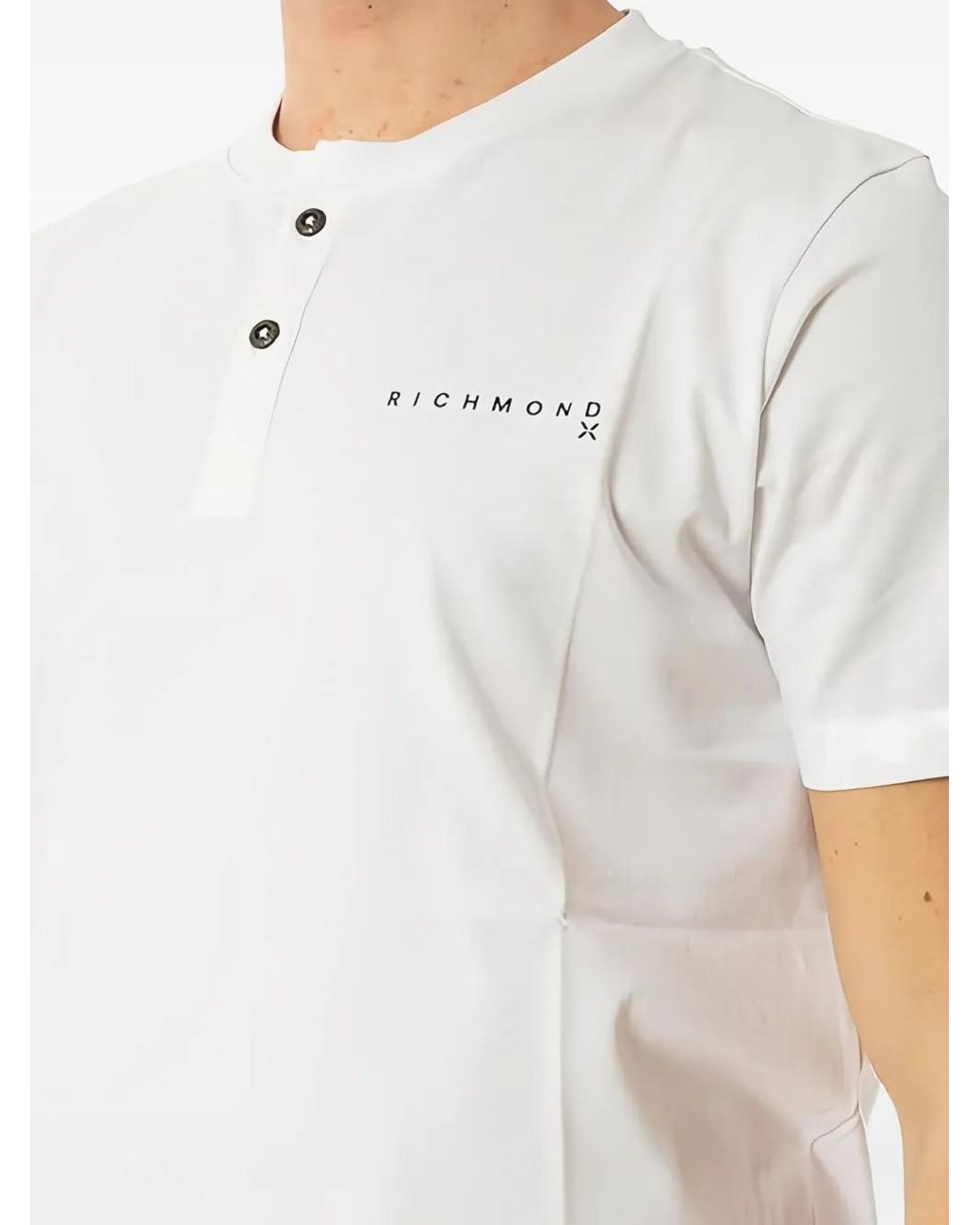 John Richmond White Buttoned T-Shirt for men