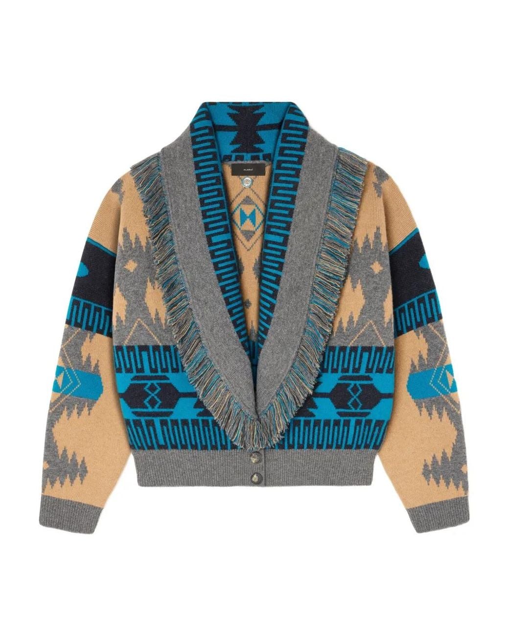 Alanui Blue Icon Jacquard Bomber Cardigan