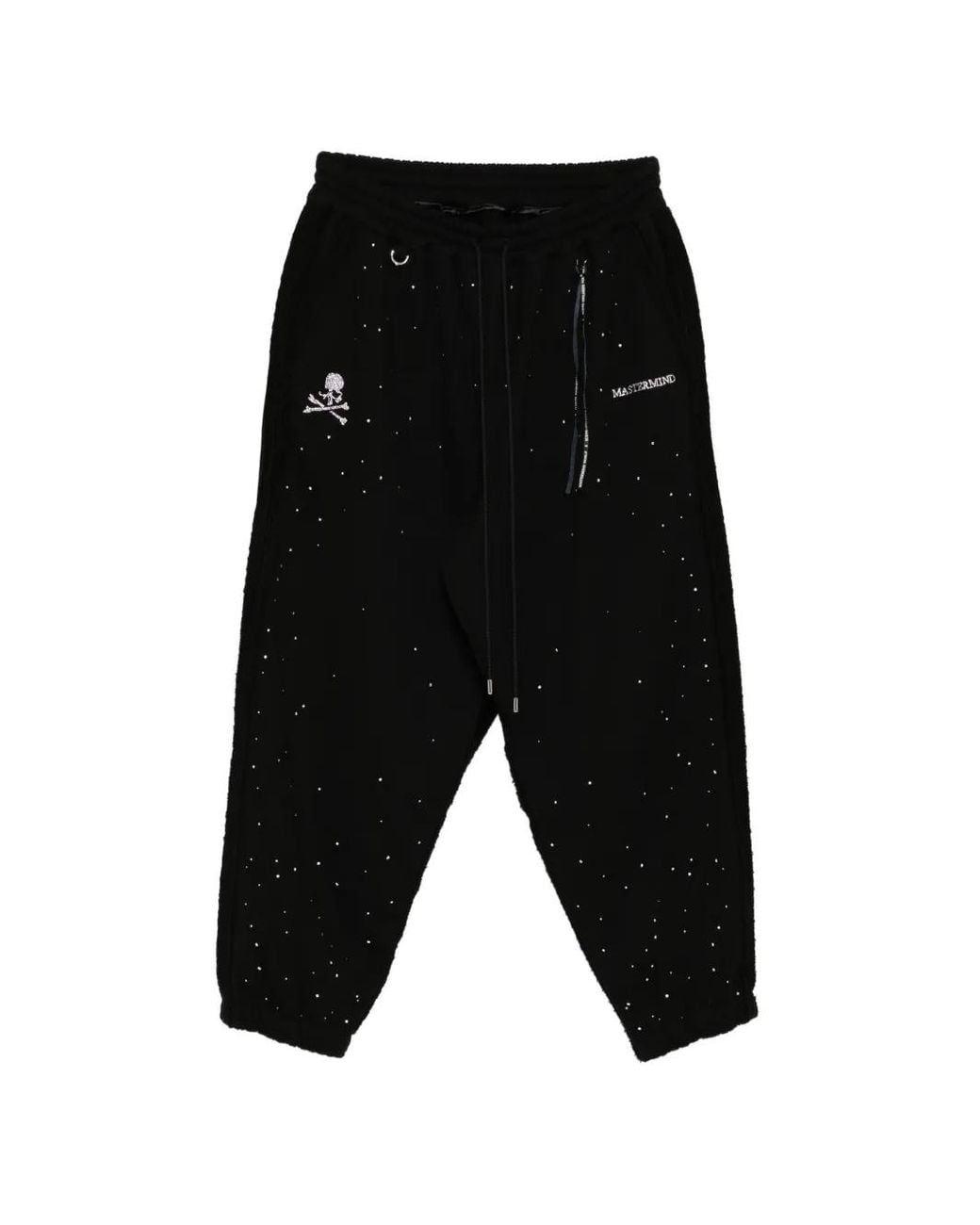 MASTERMIND WORLD Black Logo Crystal-Embellished Track Pants for men