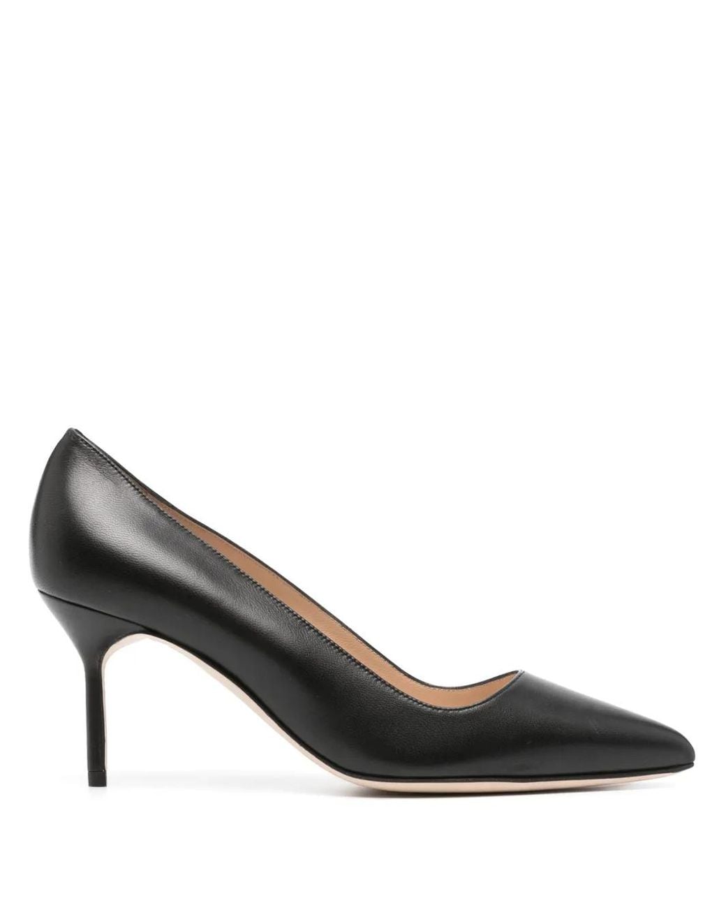 Manolo Blahnik Black 70Mm Tora Leather Pumps