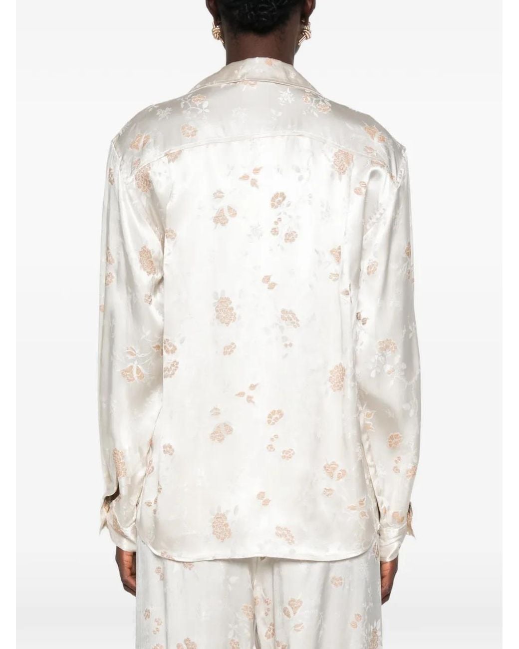 Doen White Maurise Floral-Jacquard Shirt