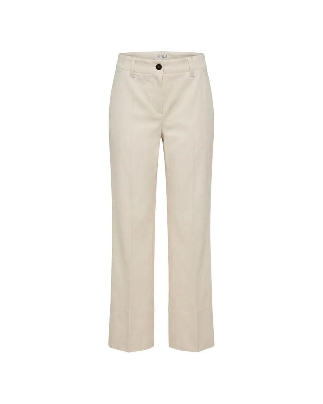 Brunello Cucinelli White Kickflare Cigarette Trousers