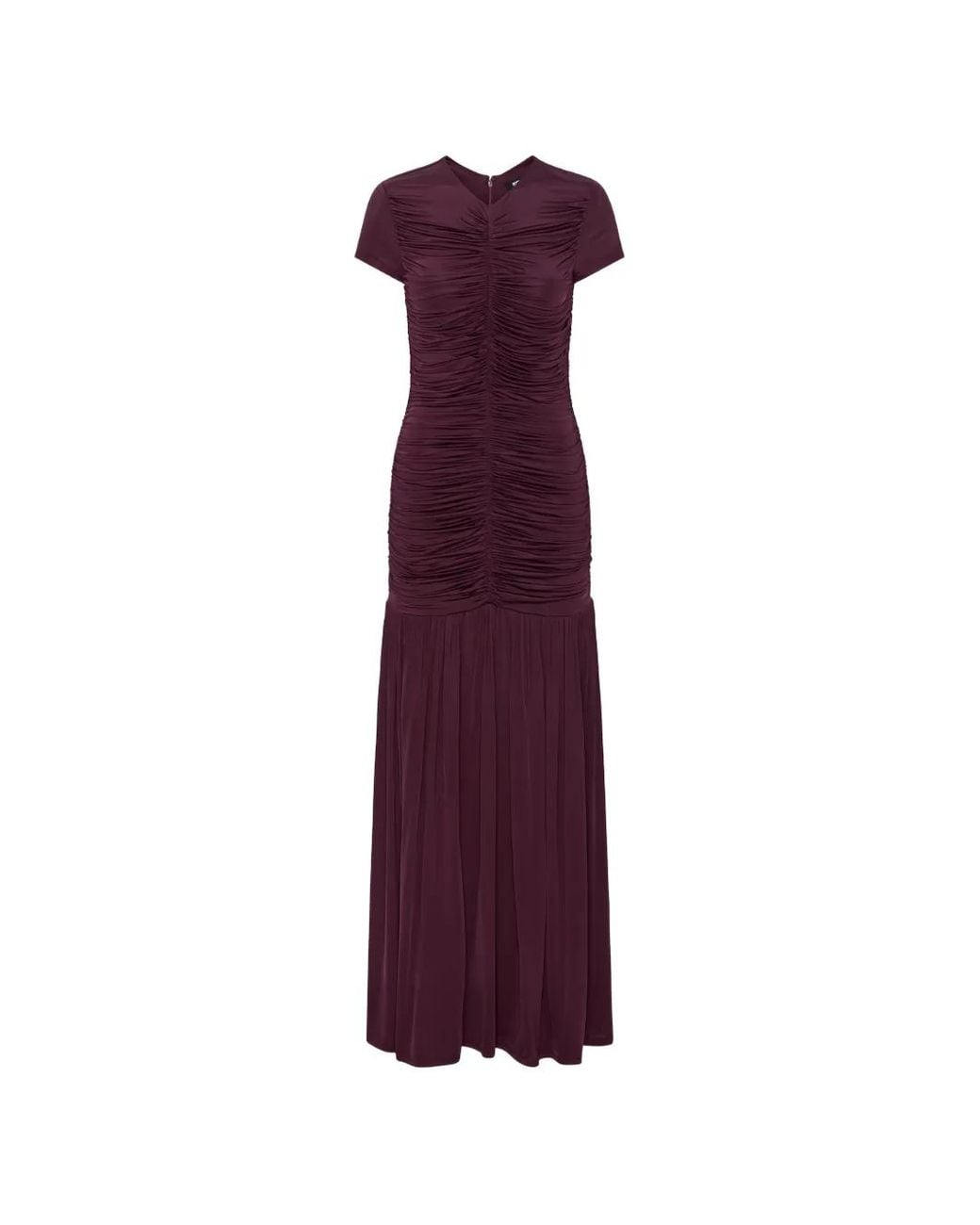 ROTATE BIRGER CHRISTENSEN Purple Gathered Maxi Dress Bordeuax