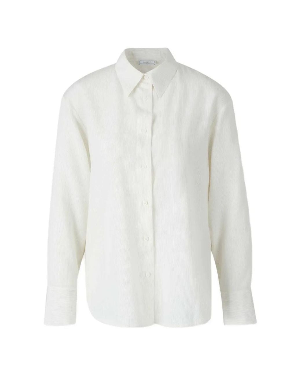Peserico White Pinstripe-Print Bead-Embellished Shirt