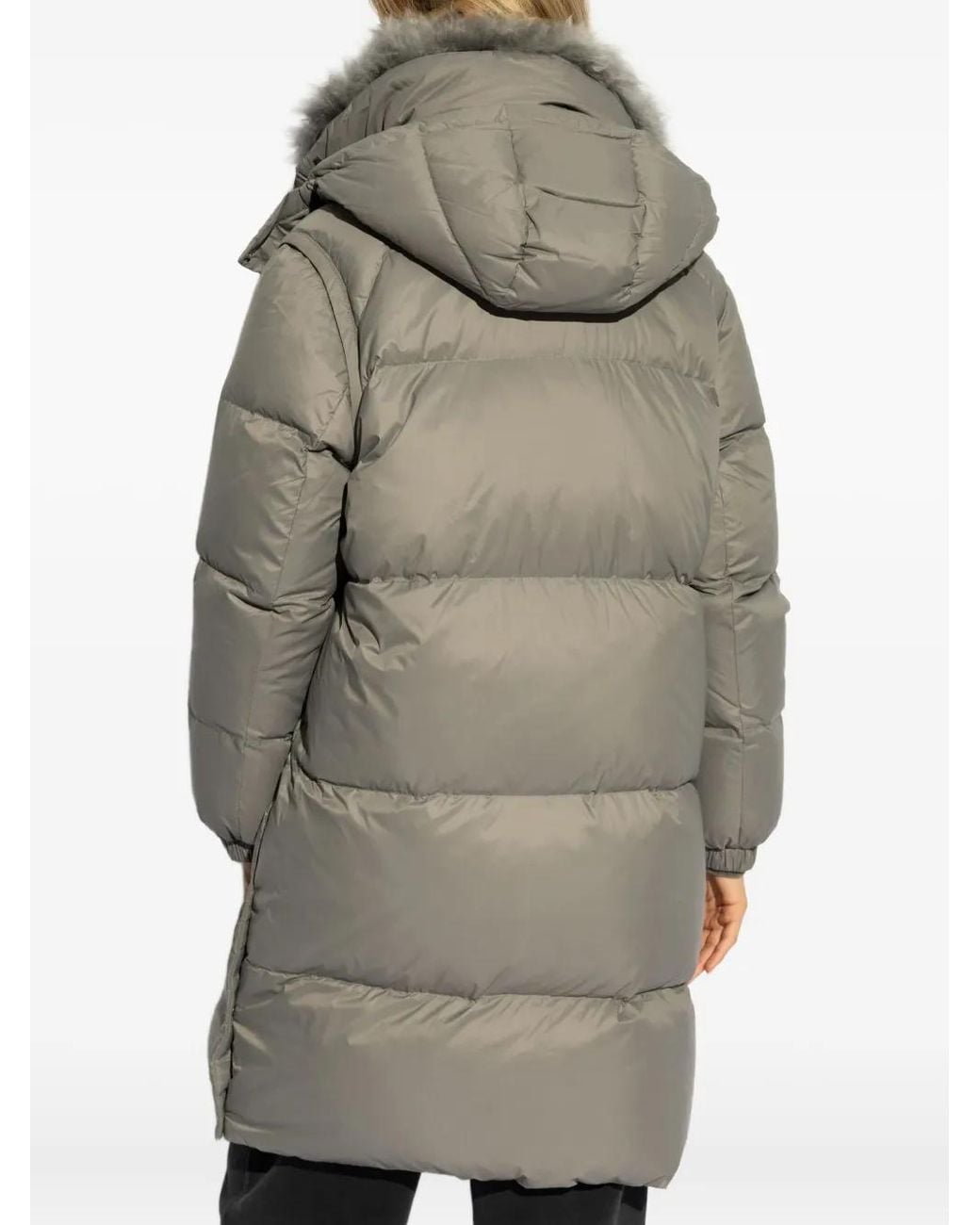 Yves Salomon Gray Detachable-Hood Down Coat