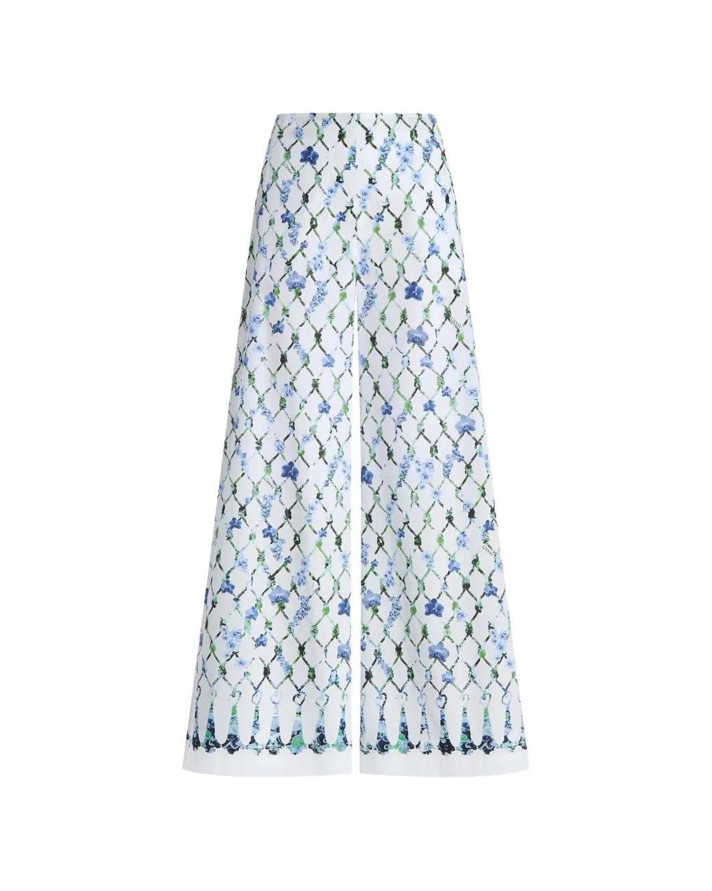 Genny Blue Floral-Print Palazzo Pants