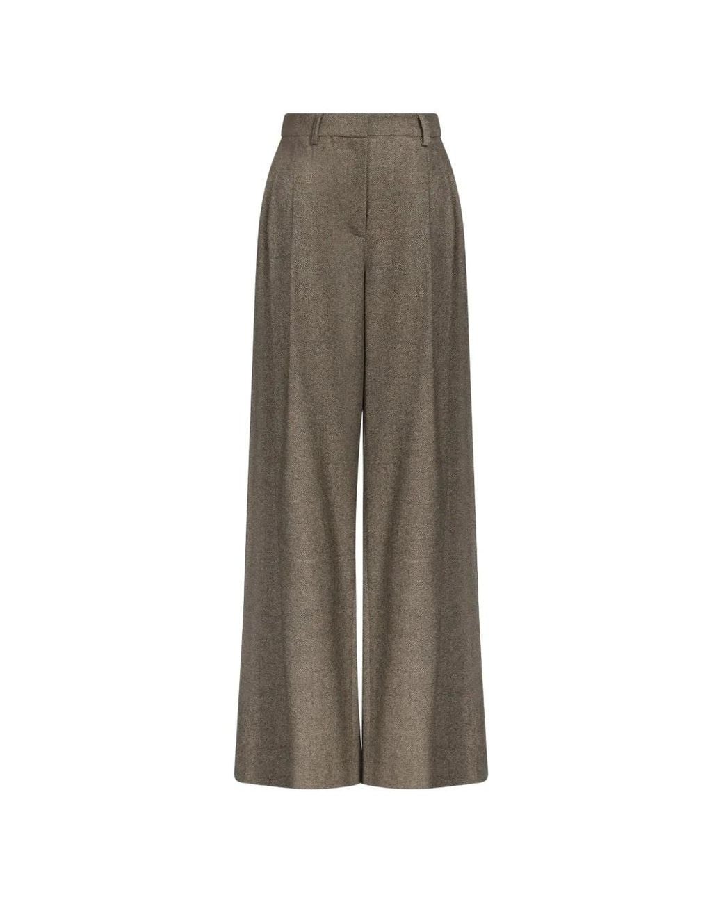 Twp Natural Herringbone Pleated Trousers