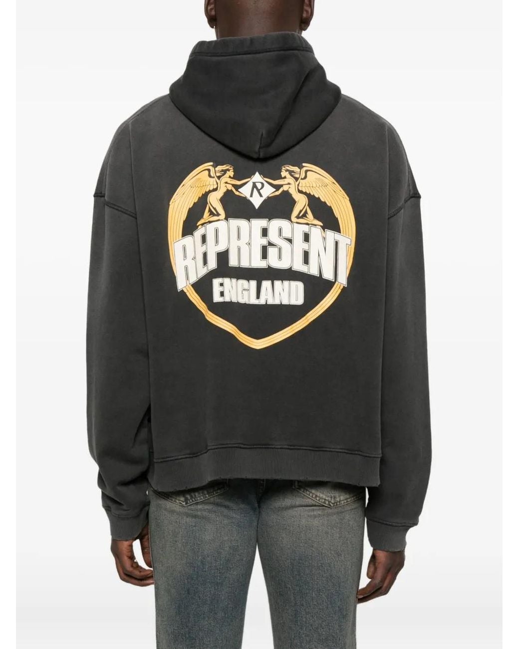 Represent Black Logo-Embroidered Hoodie for men