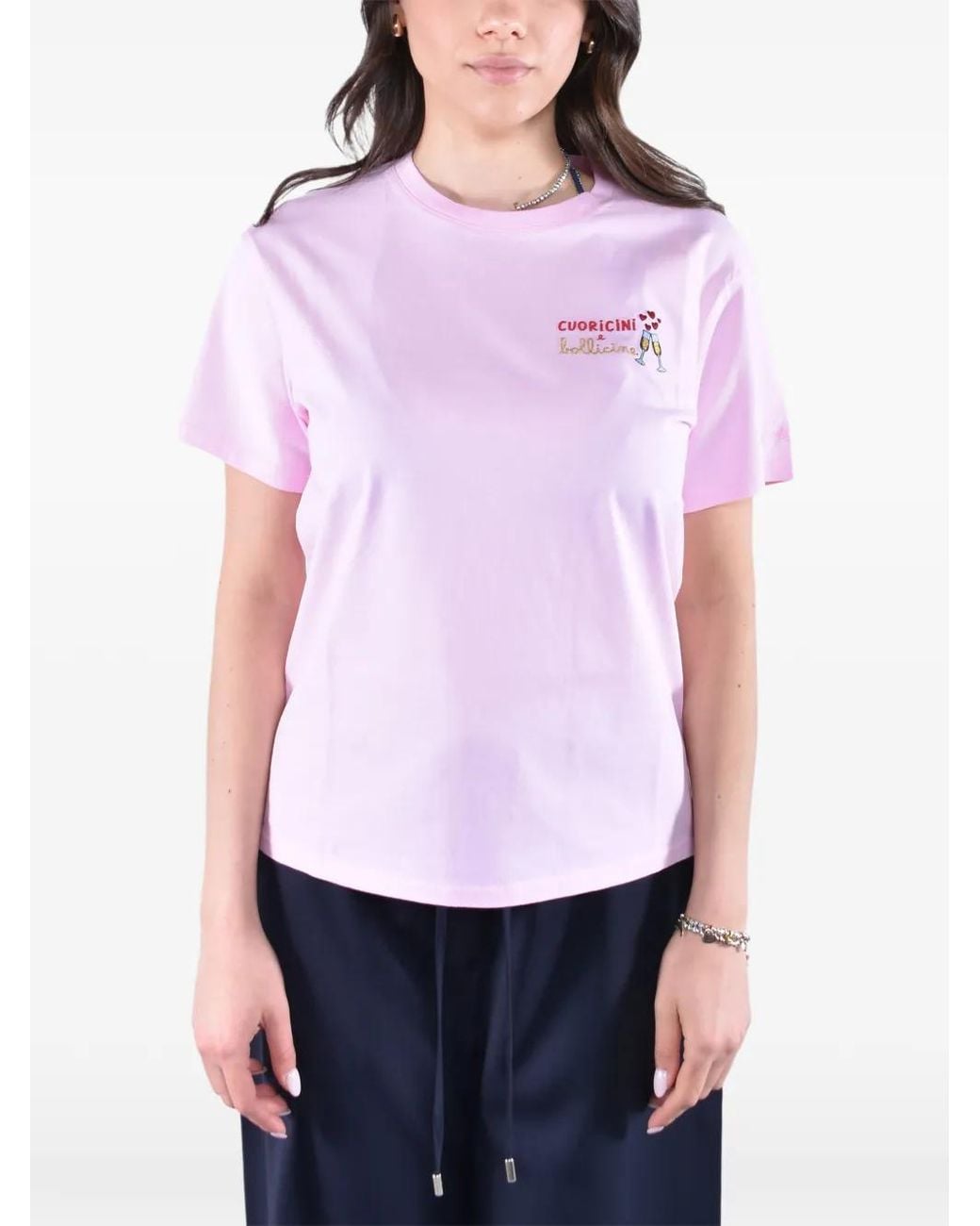 Mc2 Saint Barth White T-Shirt À Broderies