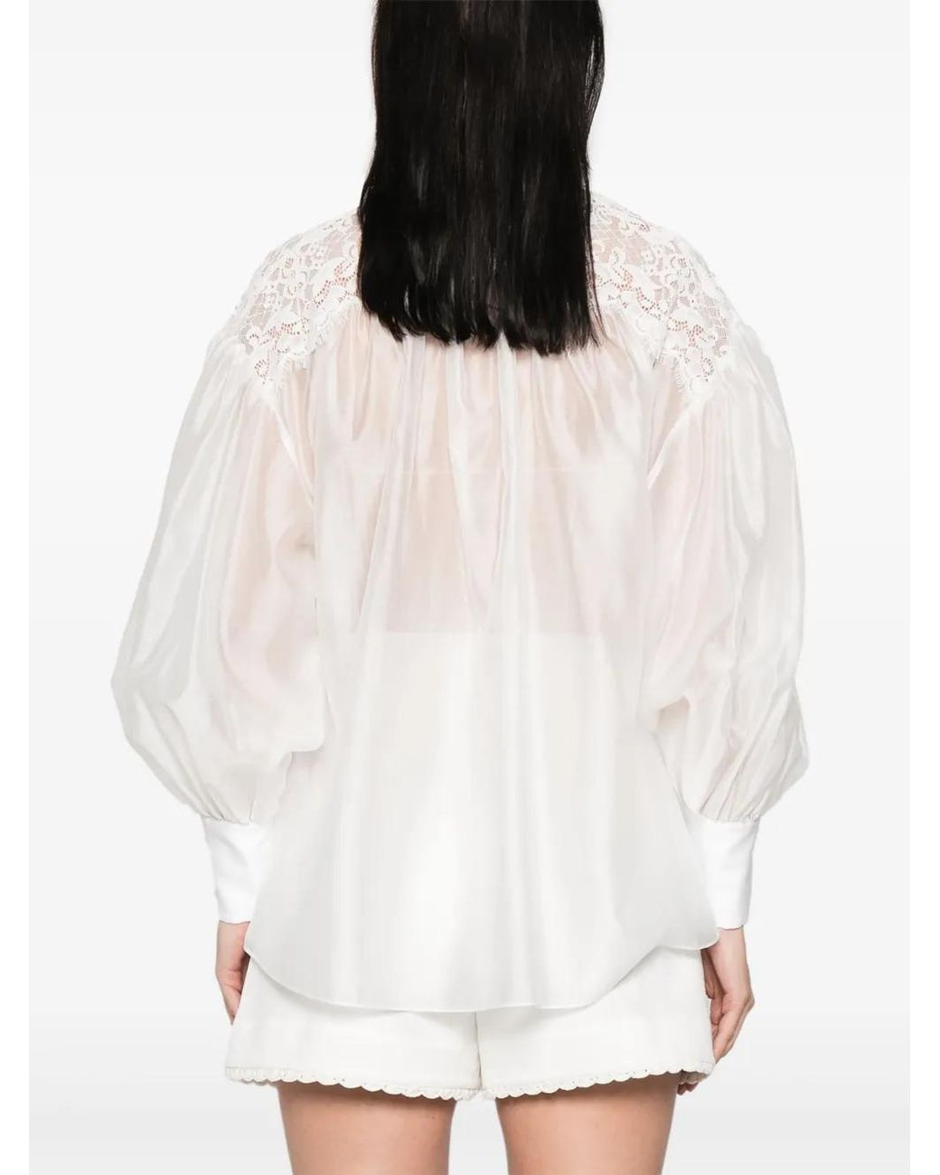 Nissa White Lace-Detailed Blouse