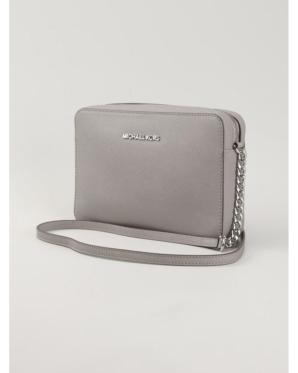 Michael Kors Jet Set Leather Cross Body Bag in Grey Lyst UK