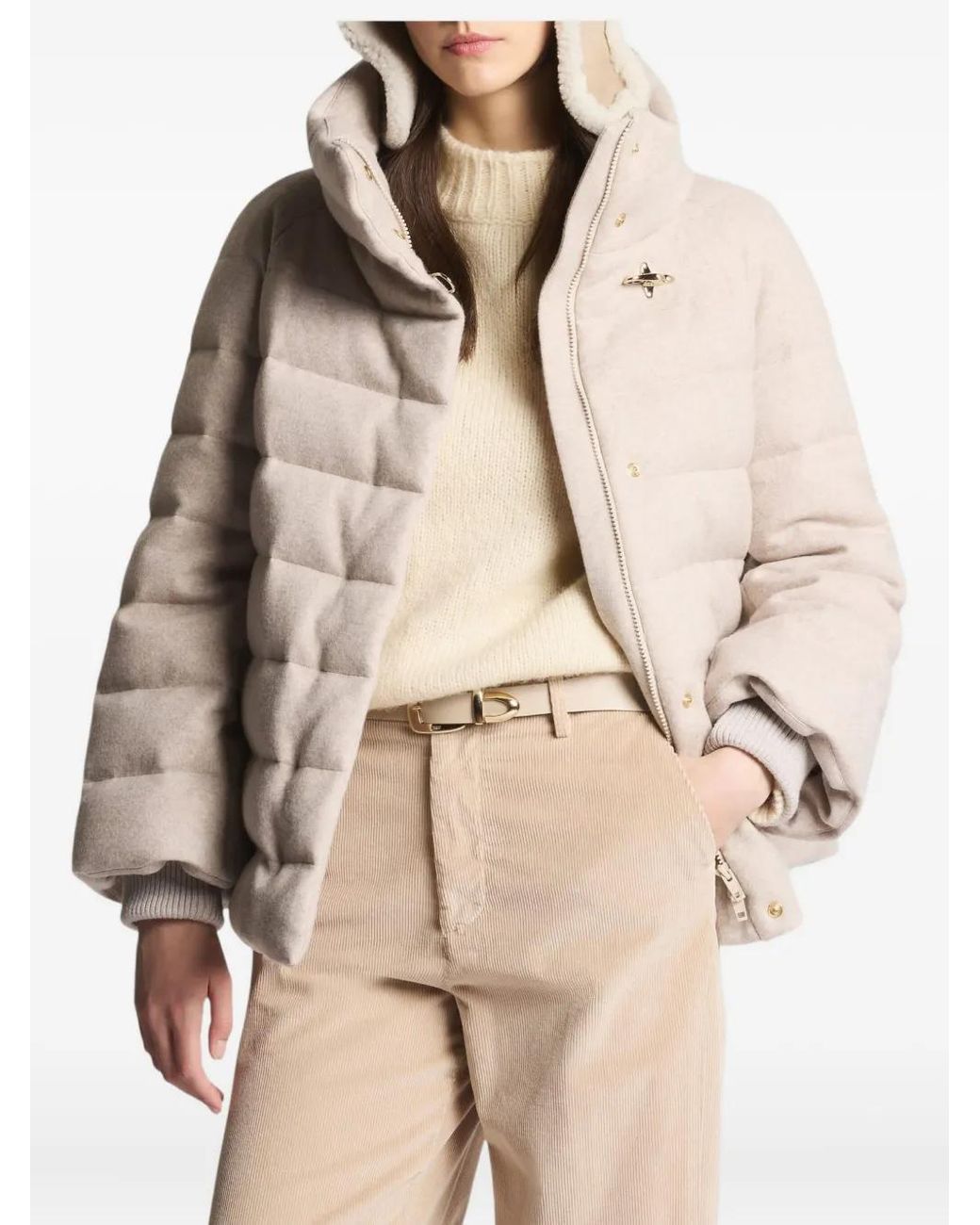 Jersey puffer jacket de Fay de color Neutro Lyst