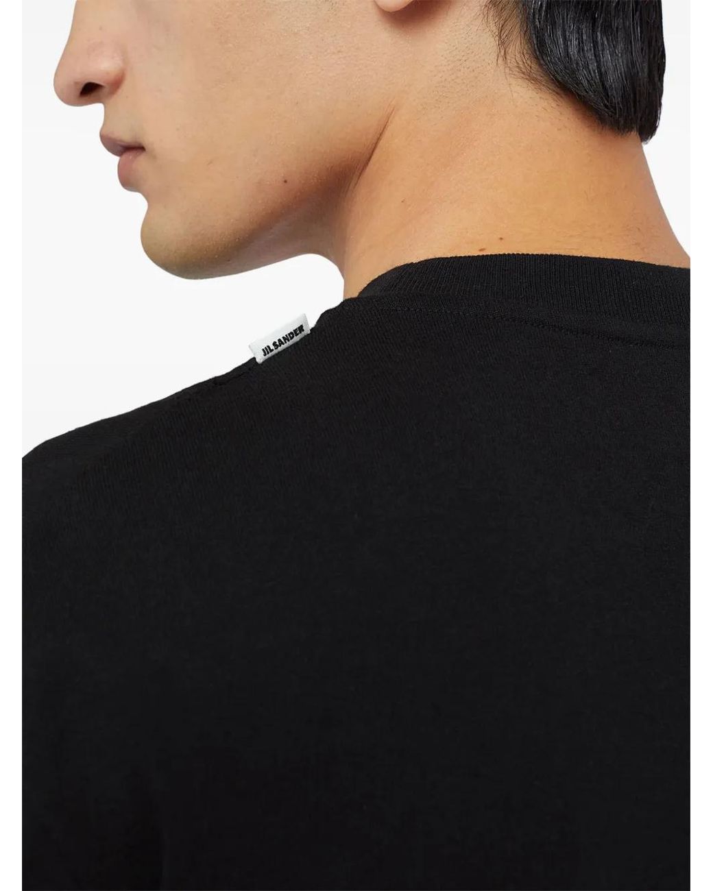 Jil Sander Black Crewneck Cotton Jersey T-Shirt for men