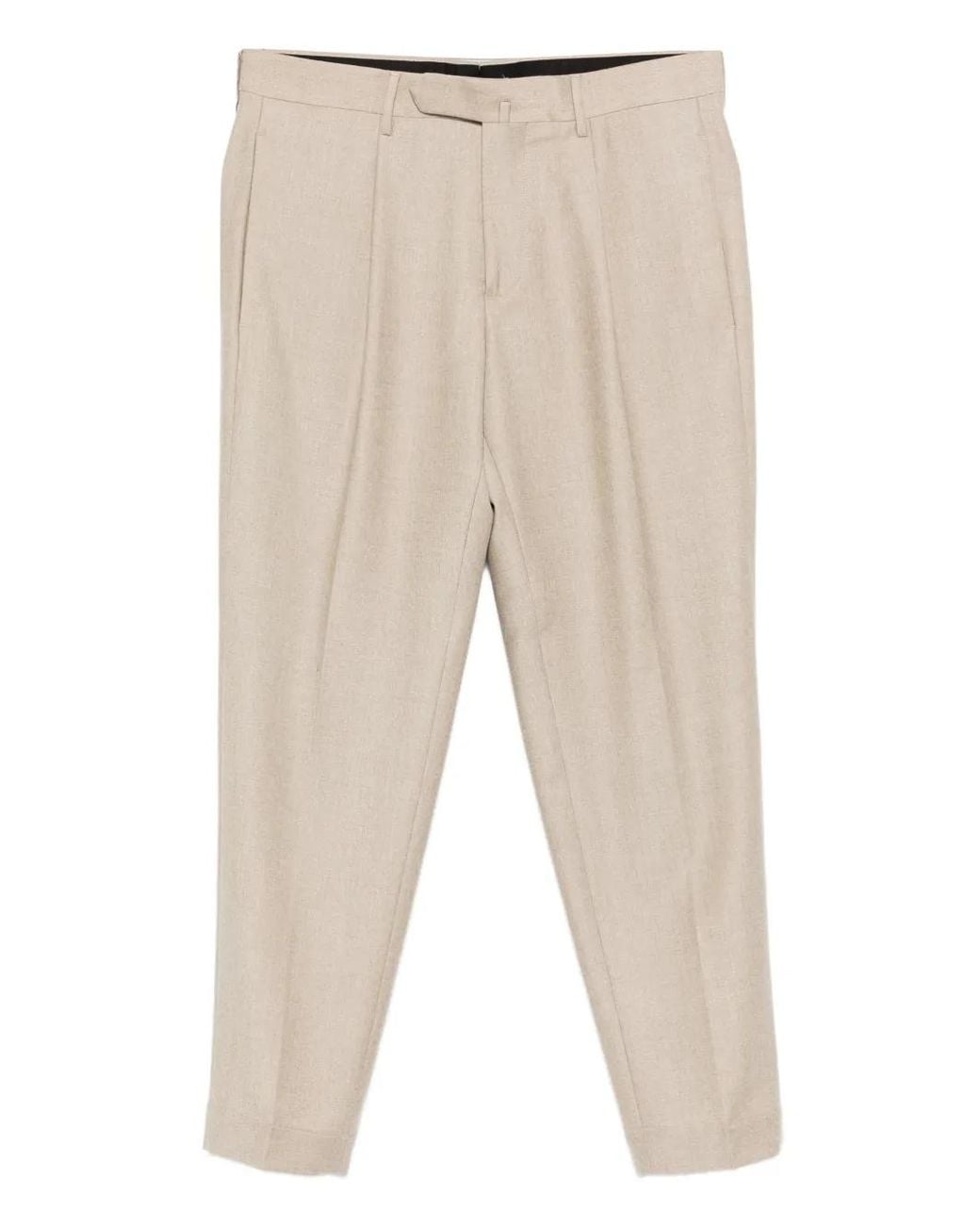 Dell'Oglio Natural Pleated Tailored Trousers for men