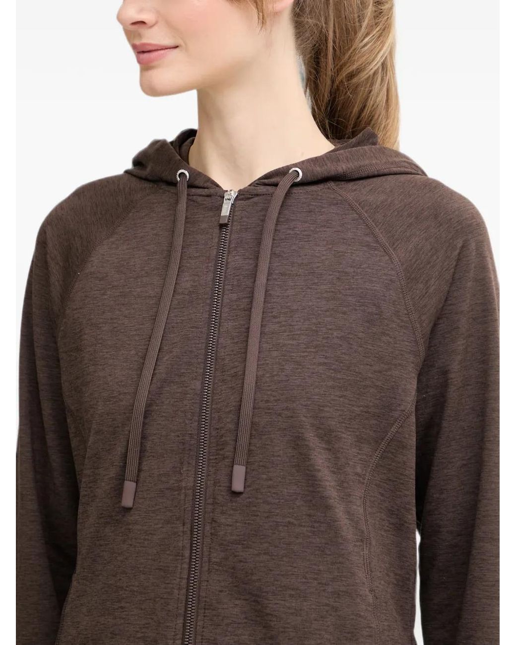 DKNY Brown Hoodie Zippé À Lien De Resserrage