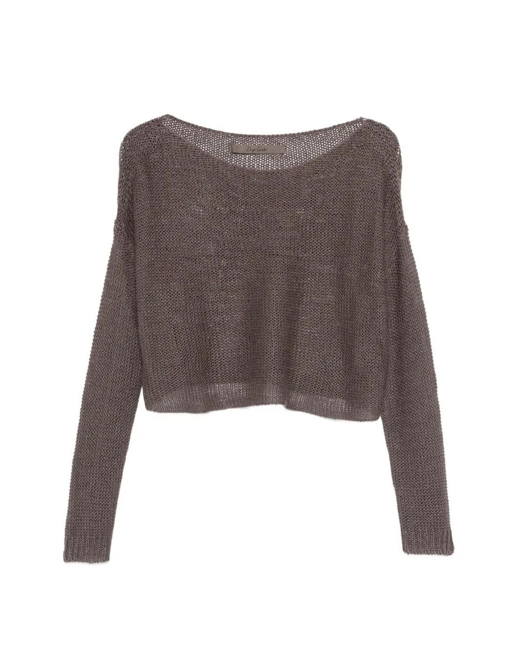 Enza Costa Brown Pull En Maille Ajourée