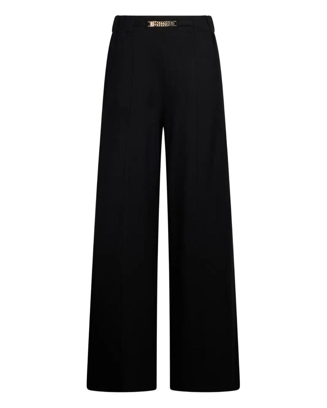 Liu Jo Black Chain-Detail Knitted Trousers