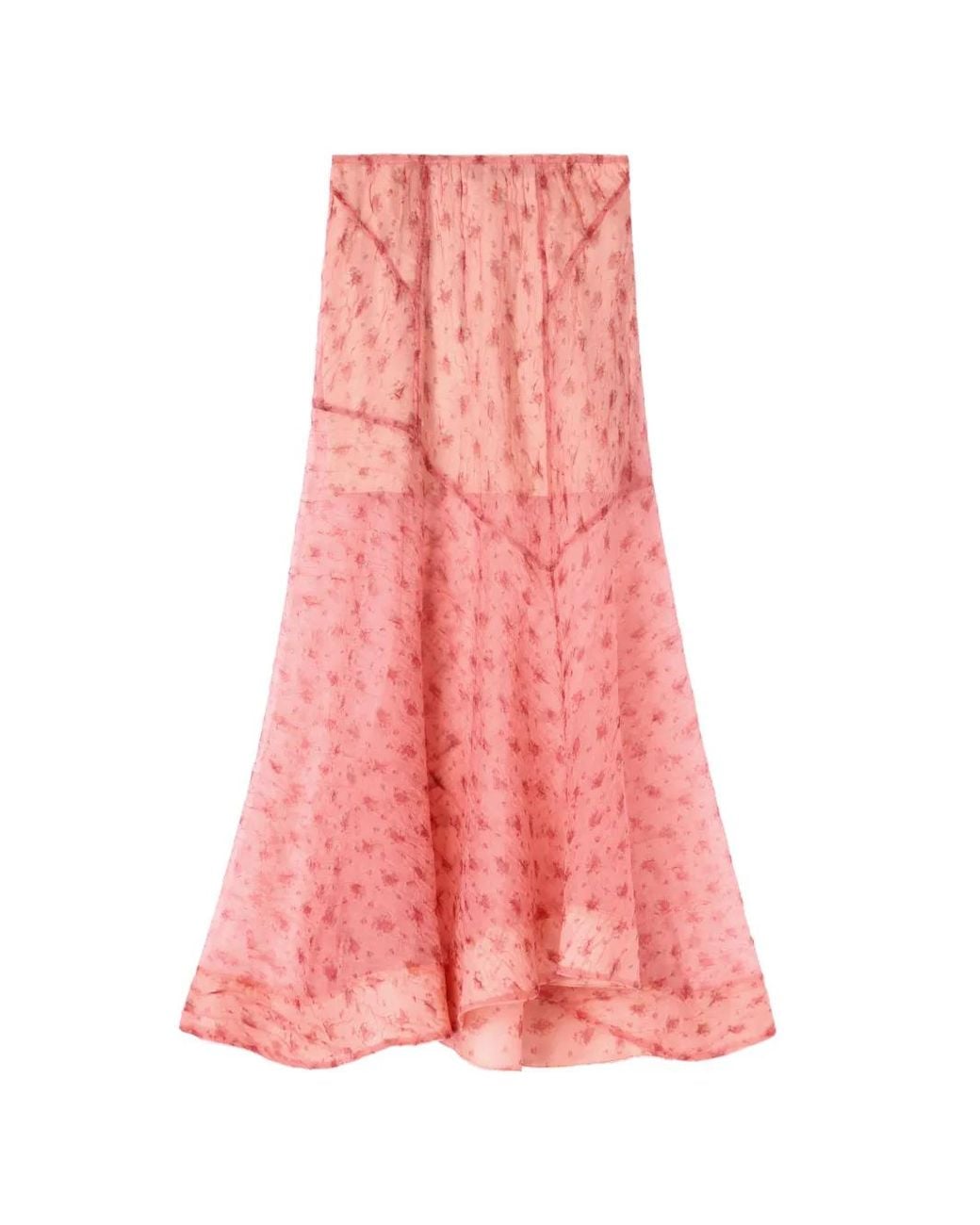 Ganni Pink Jupe Mi-Longue À Fleurs