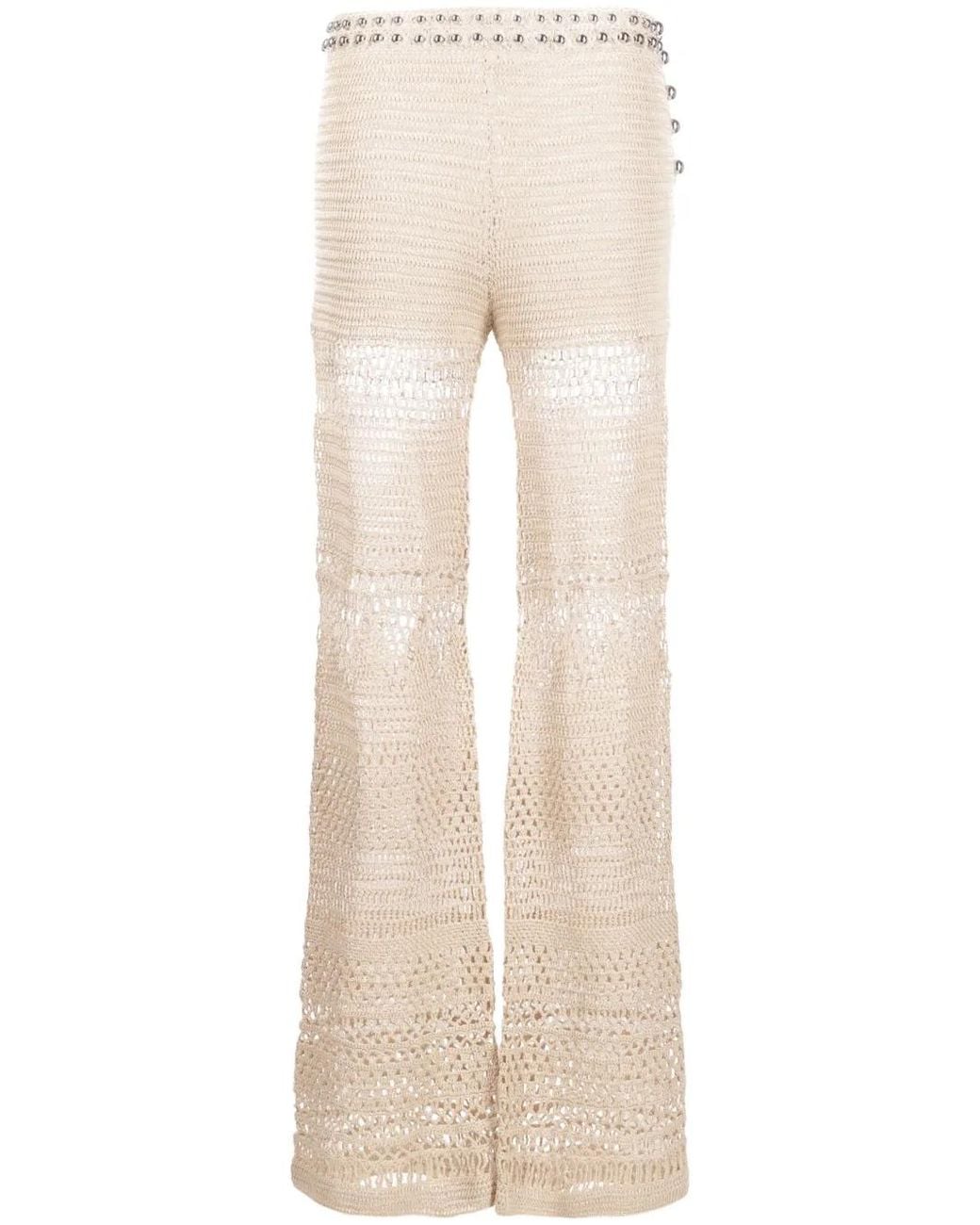 Rabanne Natural High-Waisted Knitted Trousers