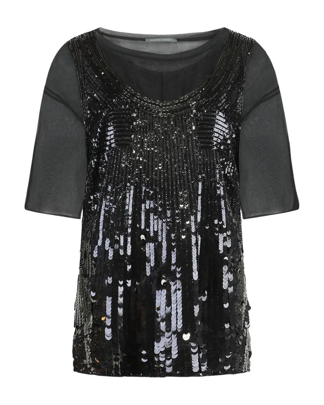 Alberta Ferretti Black Sequin-Embellished Shirt