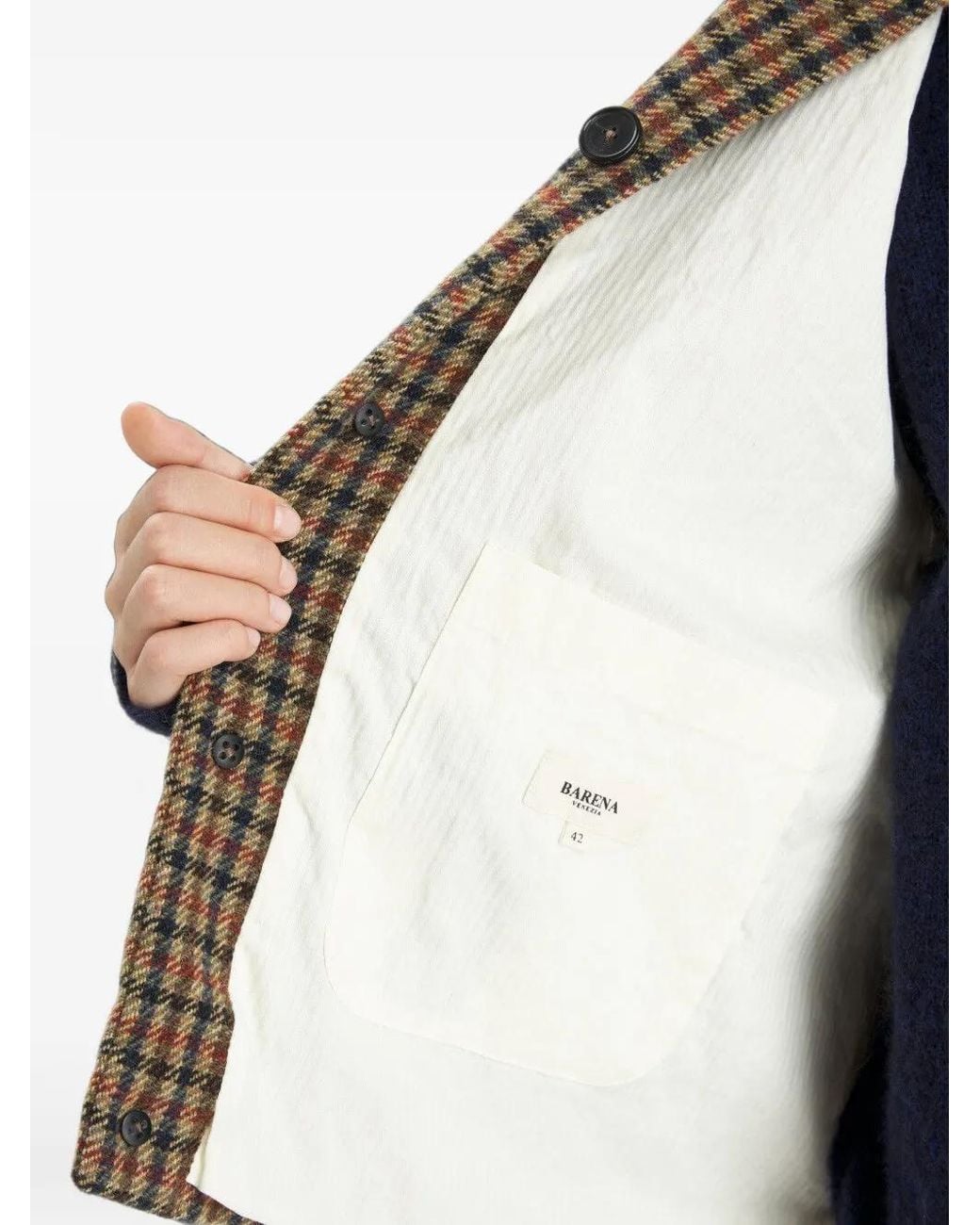 Barena Brown Aria Check-Pattern Single-Breasted Coat