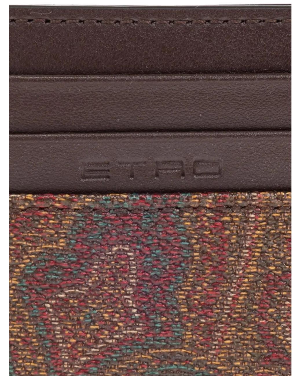 Etro Brown Kartenetui Mit Arnika-Motiv