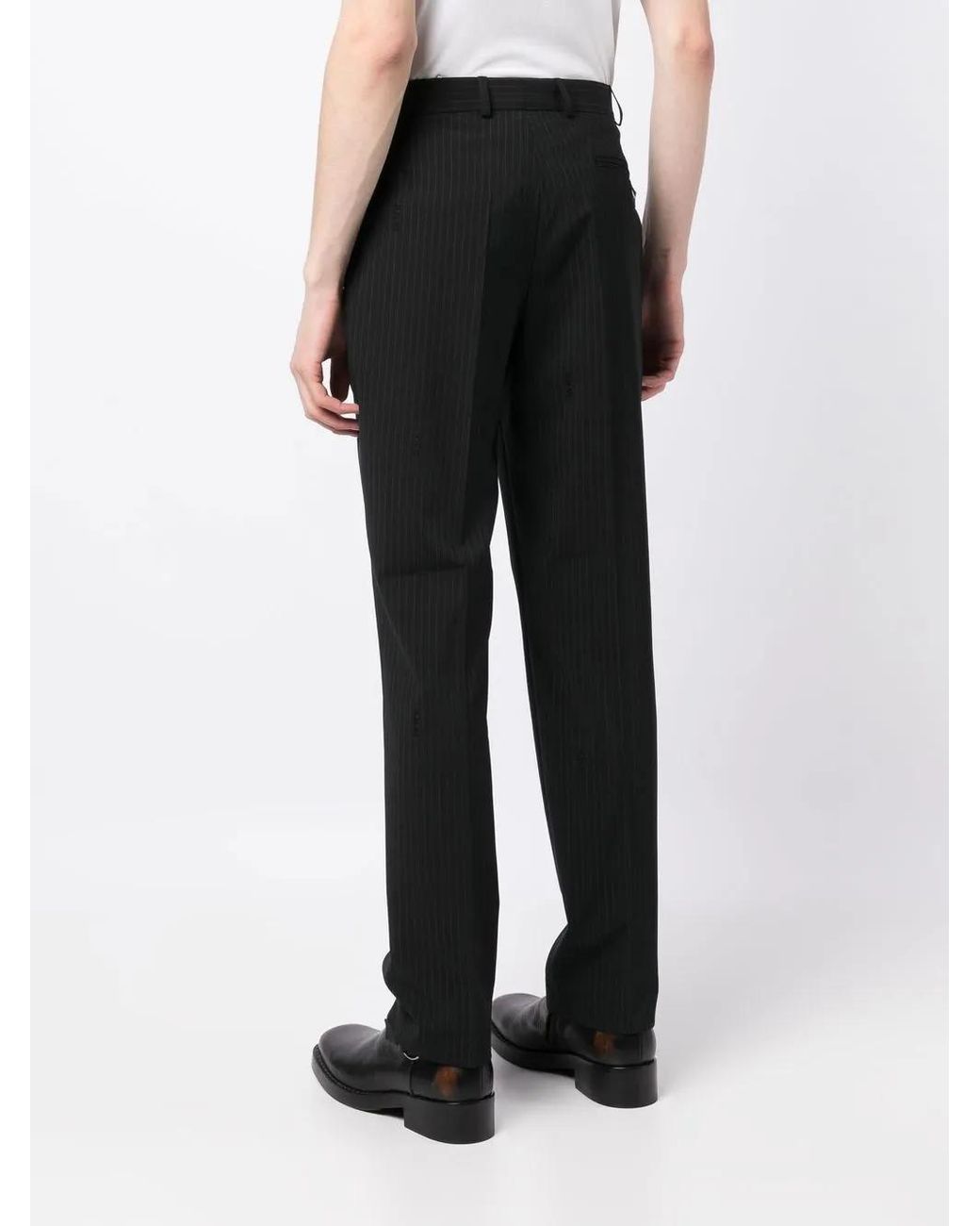Palmier Black Pinstripe Tailored Suit Trousers for men