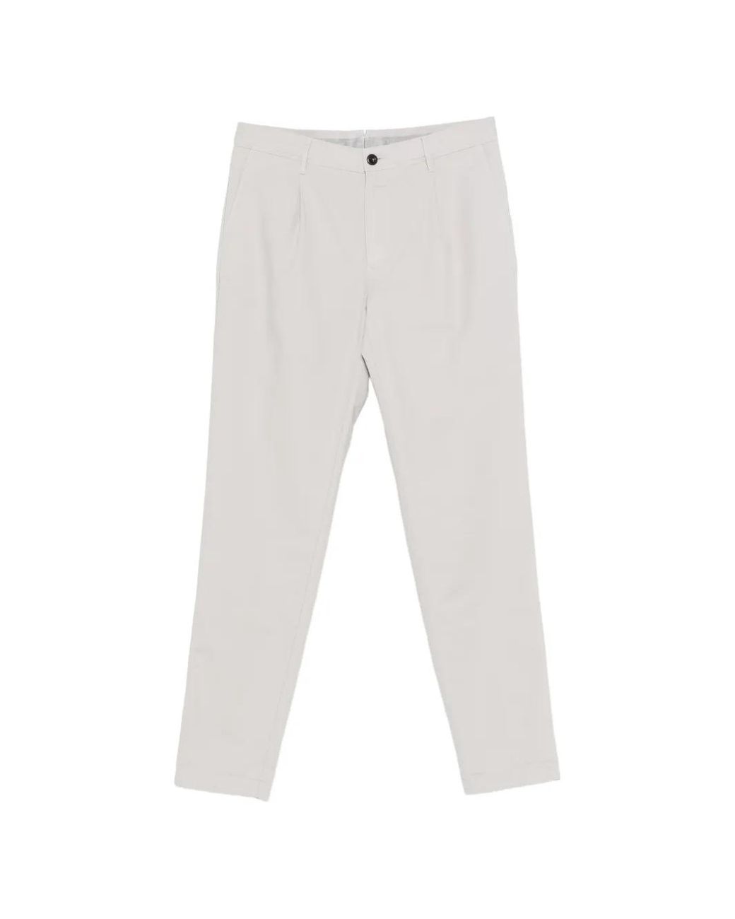 Incotex White Pleated Cotton Trousers for men