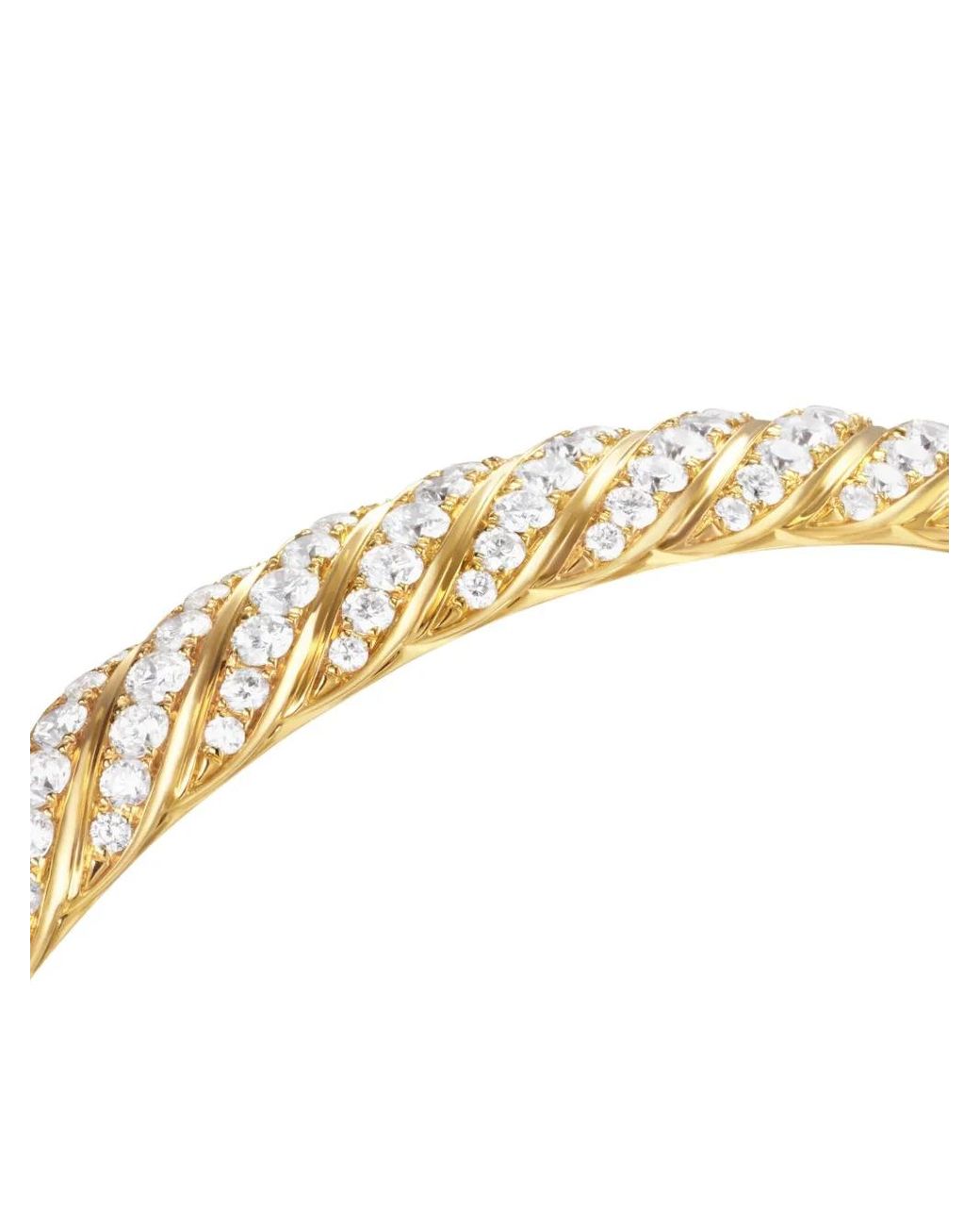 David Yurman Metallic 18Kt Sculpted Cable Diamond Bangle (8Mm)
