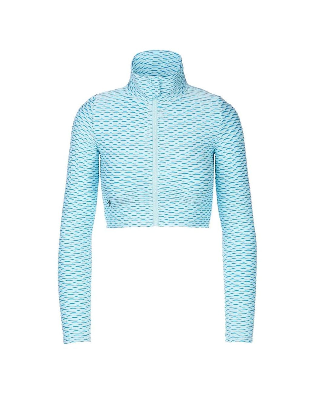 Tessitura Body Couture Blue 3D-Textured Cropped Top