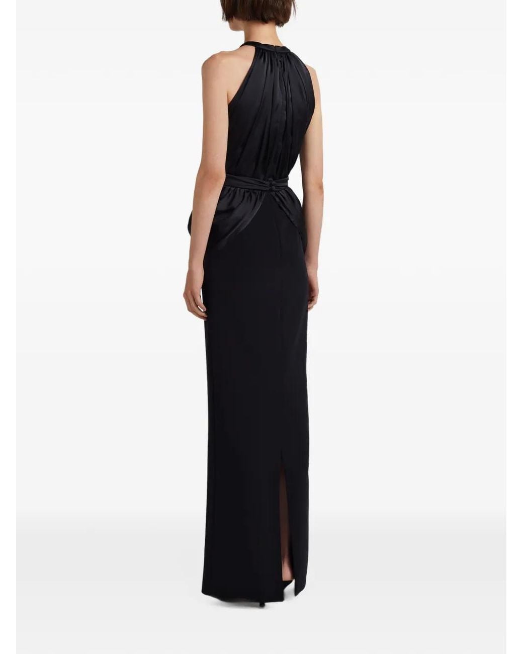 Safiyaa Black Amereis Draped Halterneck Maxi Dress