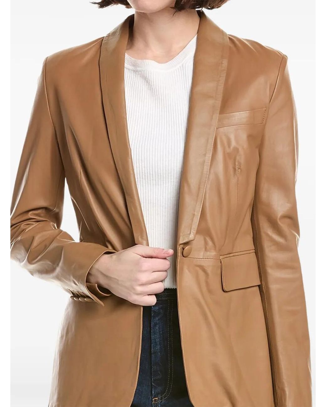 Eleventy Natural Tailored Leather Blazer