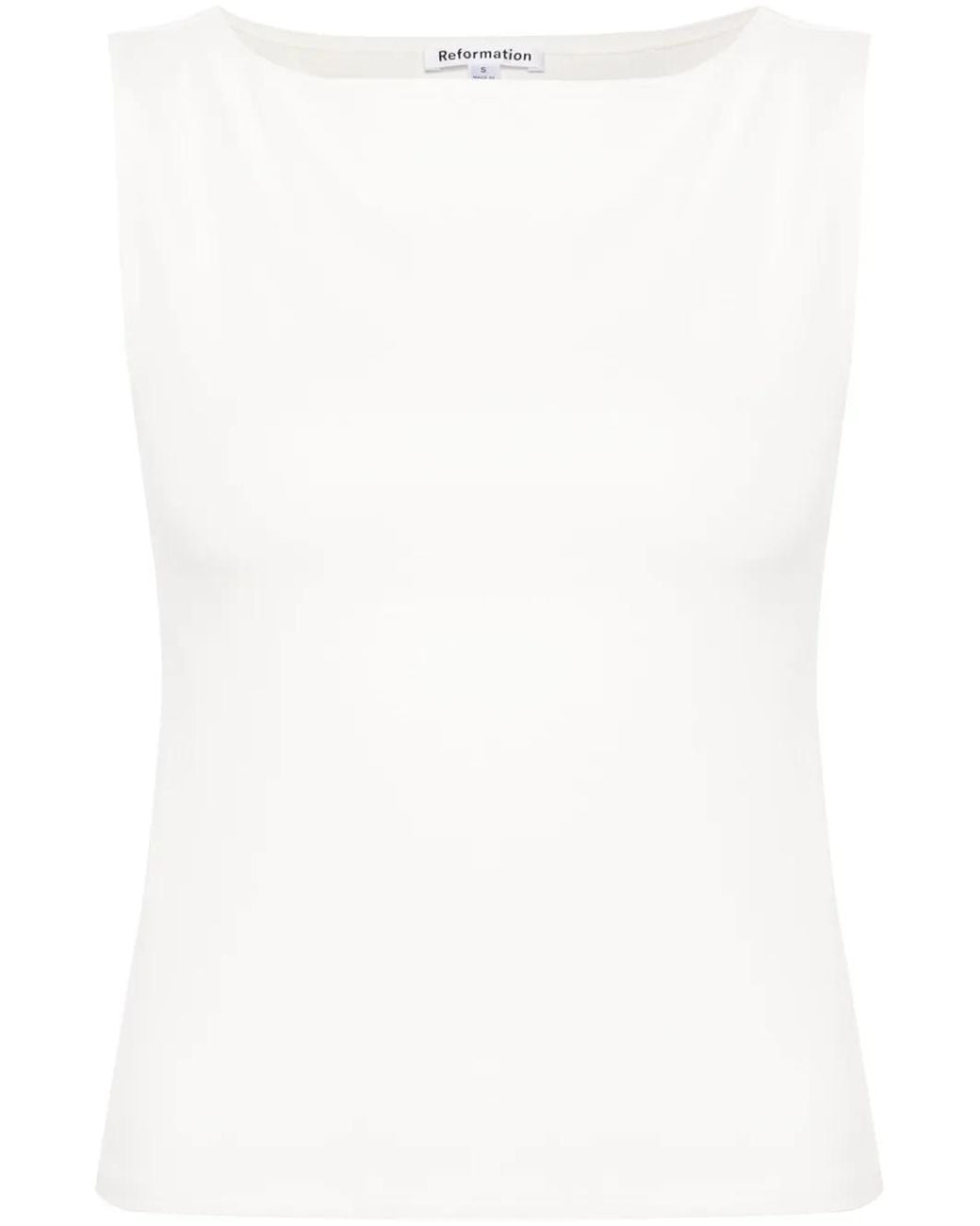 Reformation White Dusk Boat-Neck Top