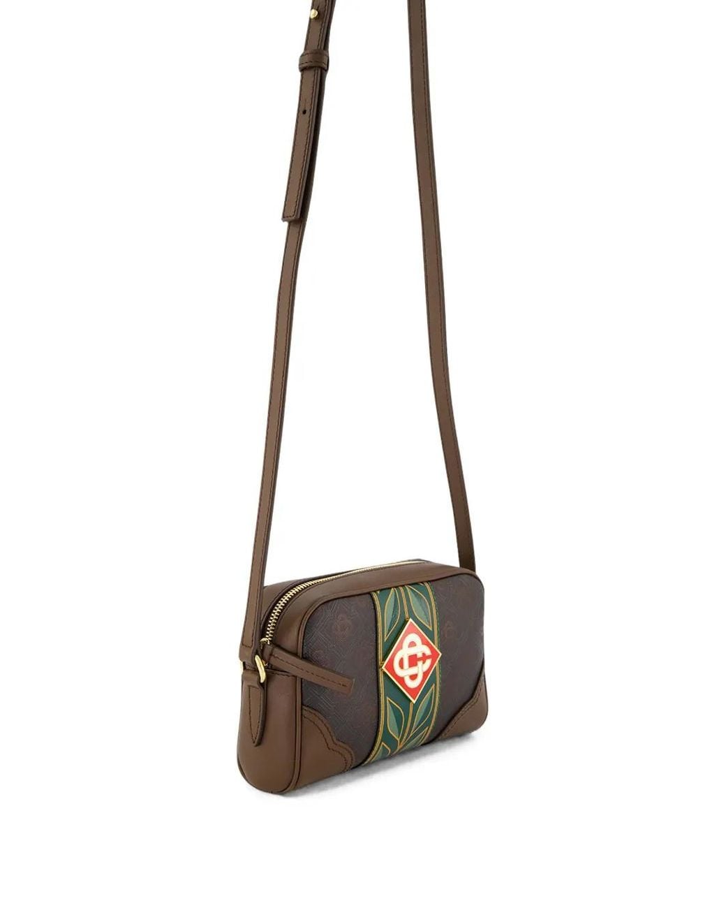 Casablanca White Monogram-Print Logo-Plaque Crossbody Bag for men