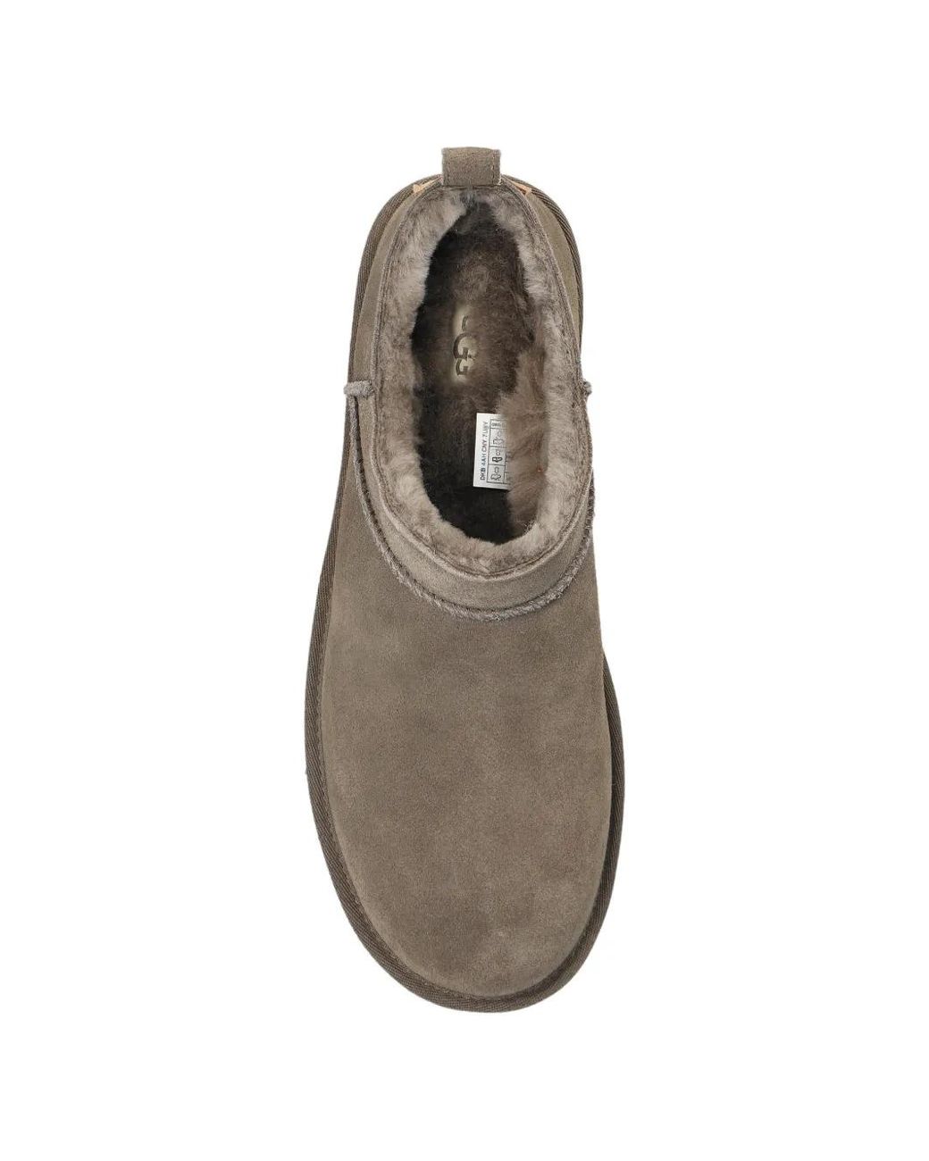 Ugg Gray Classic Micro Logo-Patch Ankle Boots