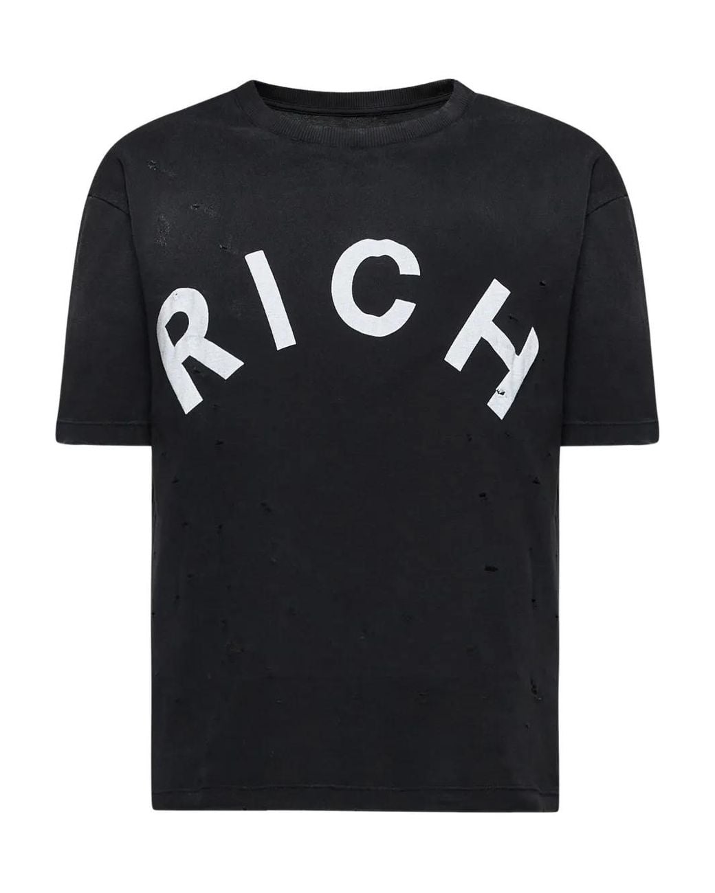John Richmond Black Distressed Cotton T-Shirt
