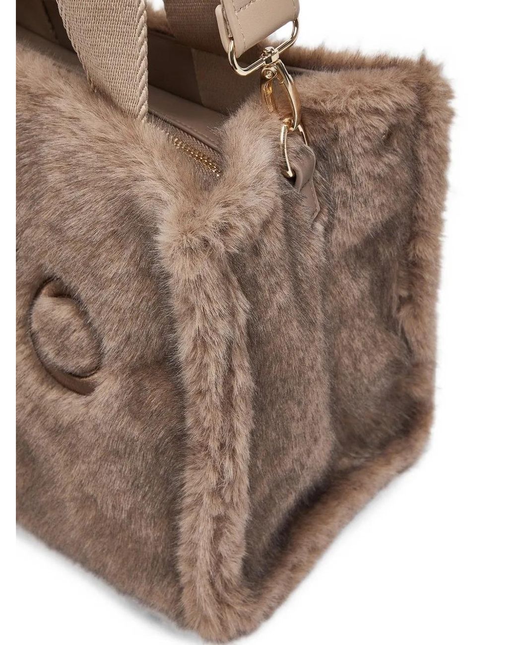 Liu Jo Brown Faux-Fur Logo-Embroidered Shoulder Bag