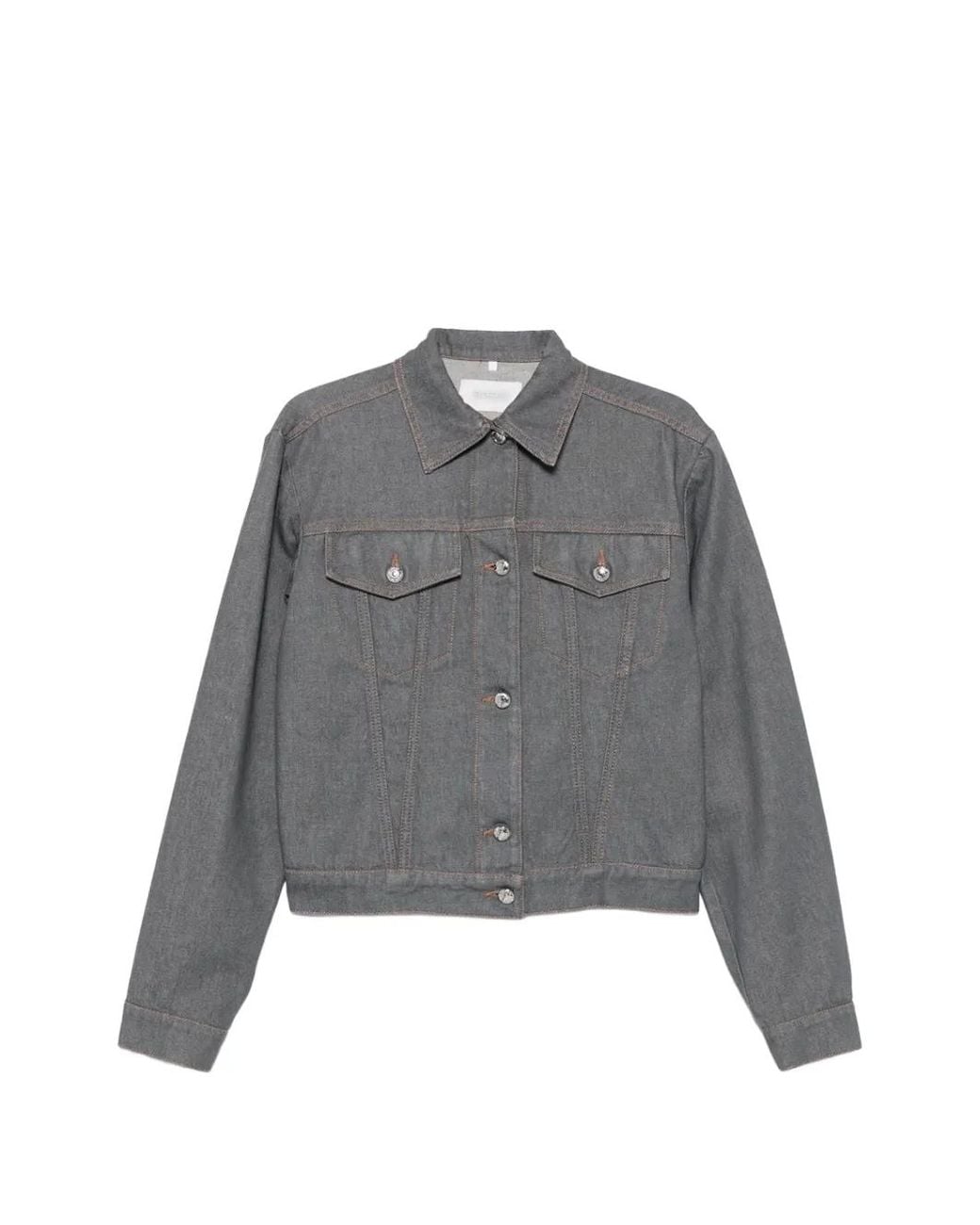 Sportmax Gray Button-Up Denim Jacket