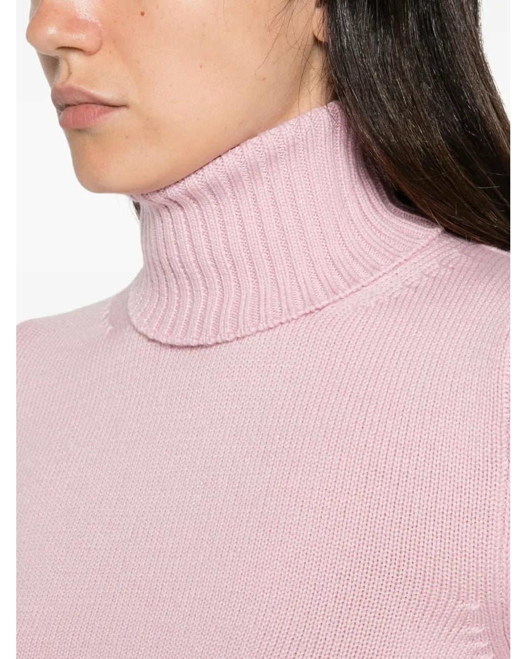 Alpha Studio Pink Roll-Neck Knitted Sweater