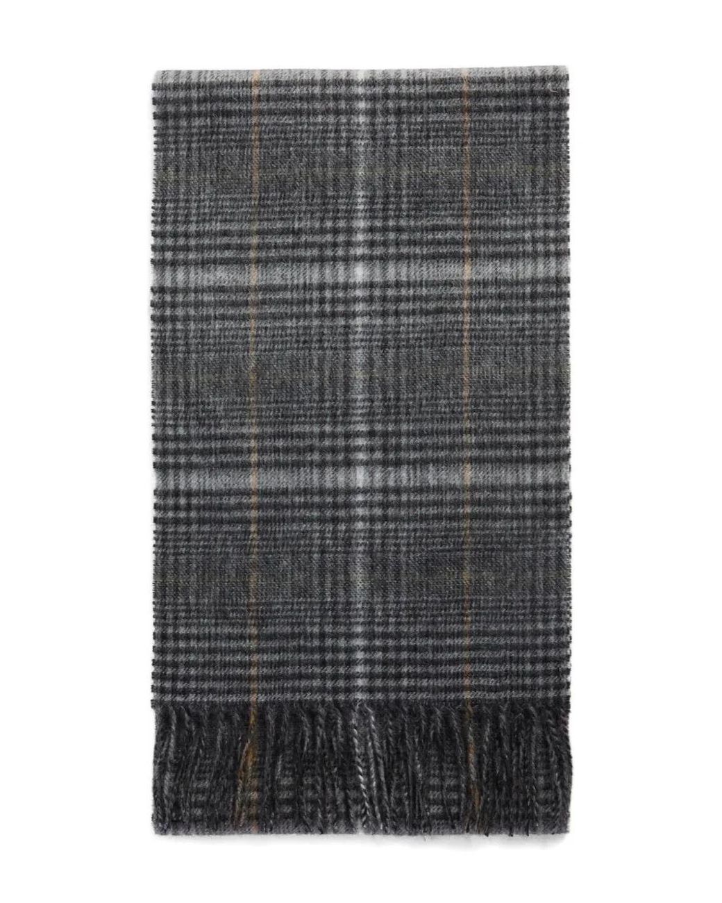 Barbour Gray Check-Fringe Scarf